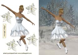 Beautiful Iceskater with Snow Scene Background