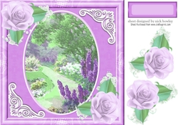 Pretty garden with lilac roses 8x8