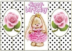 Cut and fold black/white polka dot with bunny and roses