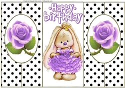 Cut and fold black/white polka dot with bunny and purple roses