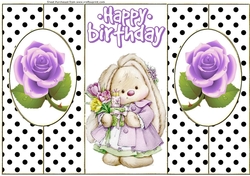 Cut and fold black/white polka dot with bunny with flowers