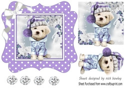 Cute pooch in purple polkadot 7x7 frame with bow