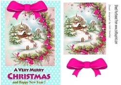 Pretty christmas scene in A5 photo frame with turq polkadot