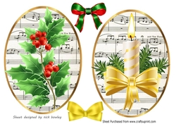 Two Christmas toppers with music and bows