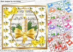 6 Christmas toppers of candle & bows 8x8 bumper kit cardfronts