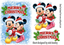 Blue snowflake frame with mickey and minnie A5