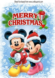 Blue snowflake frame with mickey and minnie A4