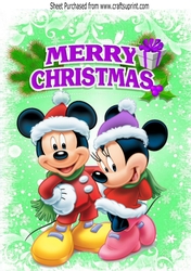 Purple snowflake frame with mickey and minnie A4