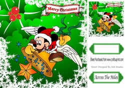 Cute mouse sitting on a bell in santa hat 8x8