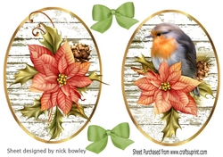 Two lovely christmas toppers of poinsettias and robin