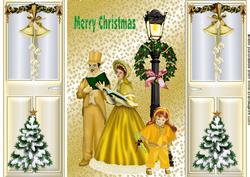 Carol Singers on Gold Star Background Gatefold