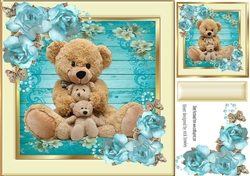 pretty floral frame with teddy and friends 8x8