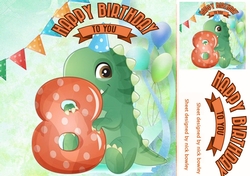 Lovely Balloons for Dinos (8th) Birthday 8x8