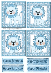 4 Cute litte blue lions on lace toppers