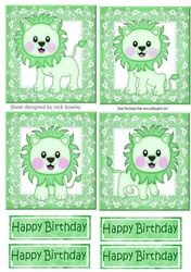4 Cute little green lions on lace toppers