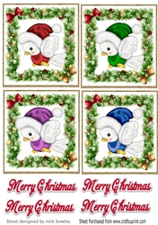 4 lovely christmas holly and bow toppers with robins