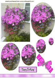 Purple Flowers Hanging Basket, Oval Pyramids