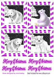 4 cute  christmas white polar bears toppers 