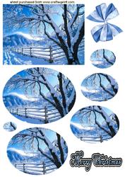 A Beautiful Snow Scene in Oval Pyramids