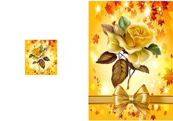 Lovely yellow rose in Autumn shade A5 with bow