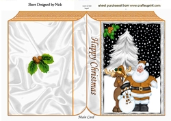 Lovely santa in the snow with friends A5 folded book (gold)