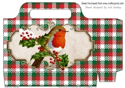 Pretty tote bag with robin on a branch with tartan