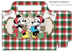 Pretty tote bag with mickey and presents with tartan and bows