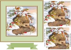 Cute little hedgehog in the snow 7x7 with pyramids