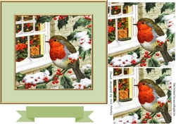 Cute little Robin in the snow 7x7 with pyramids