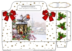 Pretty robin on a lantern with gold stars and holly tote bag