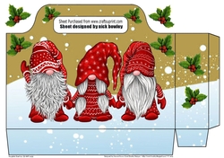Pretty tote bag with gnomes in red with holly in a snow scene (gold)