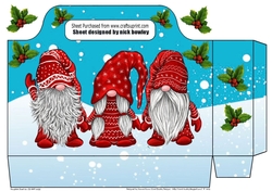 Pretty tote  bag  with gnomes in red with holly  in a snow scene (turq)