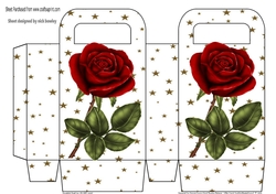 Pretty red rose and gold star gift box