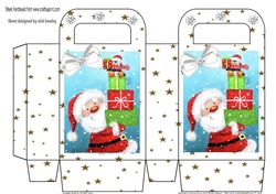 Lovely gold star gift box with santa and presents