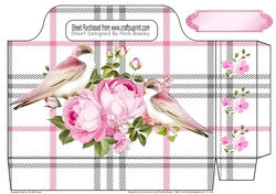 pink roses, pink gingham and pretty birds tote gift bag