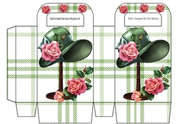 Pretty vintage hat on stand with pink roses gift bag