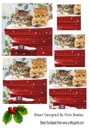 Cute kittens and holly with pillar box pyramids