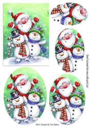 jolly santa with snowmen oval pyramids