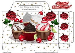 Yummy cupcakes with roses and stars tote gift bag