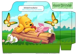 Winnie bear with friends birds & butterflies tote gift bag