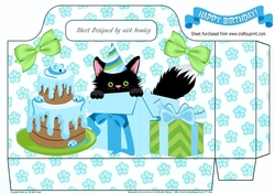 Black kitty with birthday cake and bows tote bag