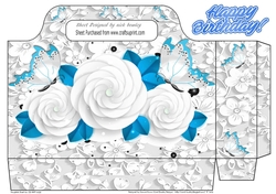 Pretty white roses and blue butterflies on lace tote bag