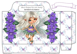 Butterflies, faerie tote gift bag with purple flowers