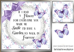 pretty butterflies and purple bow with verse card front 8x8