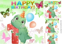 Dinasaur (1ST) Birthday with butterflies 8x8