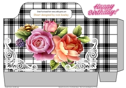 Pretty roses with black gingham and decorative corners tote gift bag