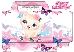 Sweet little kitty with butterflies and roses tote gift bag