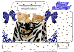 Cute kittens with blue bows, tote gift bag 