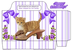 Kitty with shoe and purple roses gift tote bag