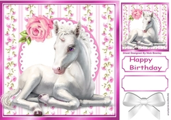 Pretty unicorn with rose 8x8 frame